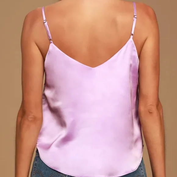 Lulus Cherish The Day Lilac Satin Lace Cami - Purple/ Pink - Small - Picture 2 of 9